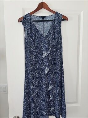 American Living Navy Blue Floral Midi Dress